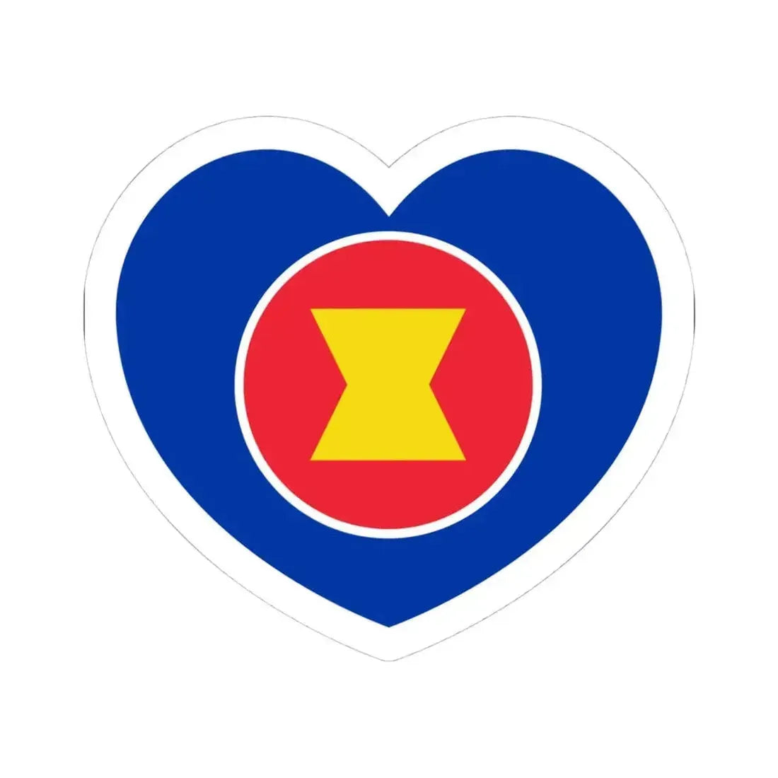 Heart Flag of ASEAN - STICKER Vinyl Kiss-Cut Decal 4 Inch White - The Sticker Space