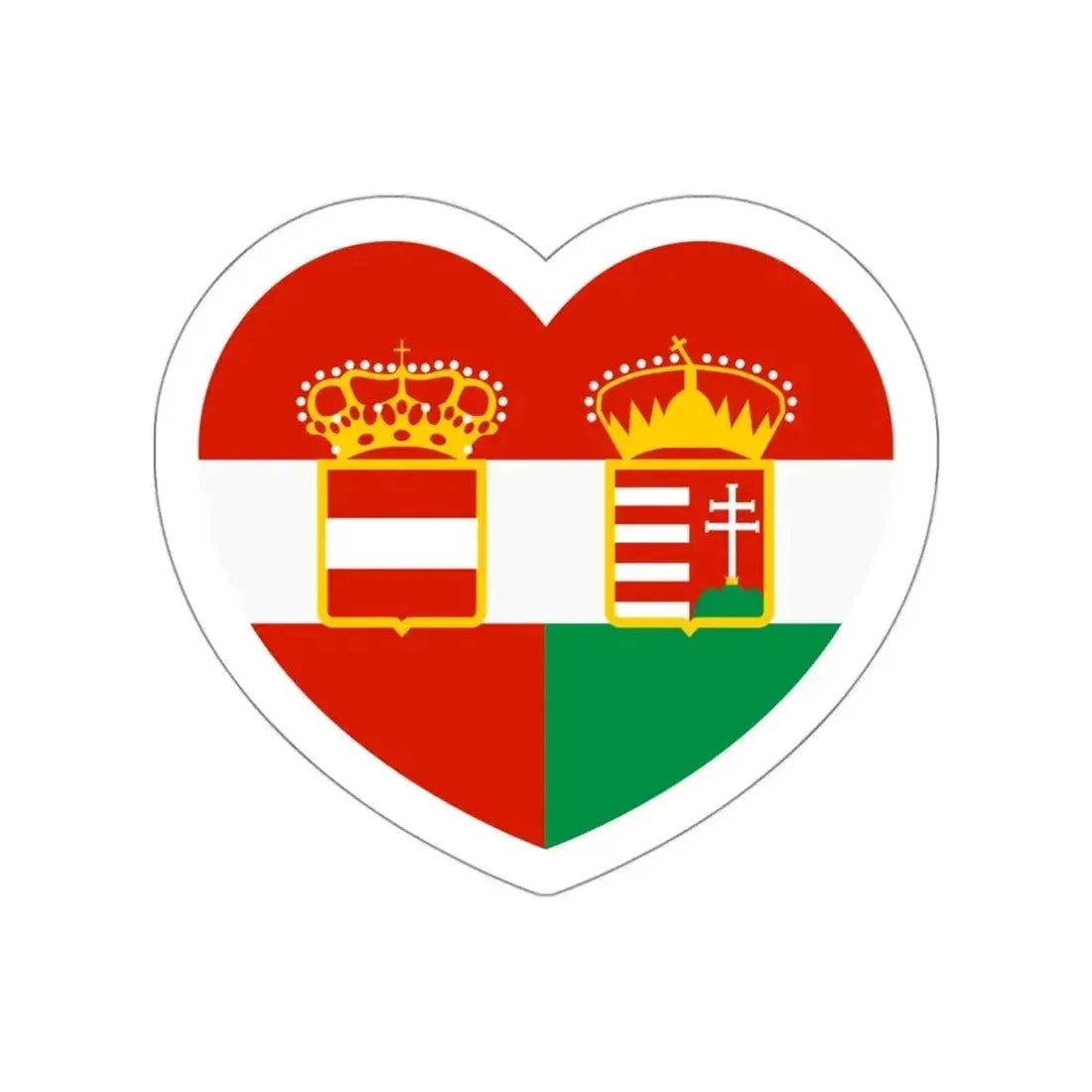 Heart Flag of Austria-Hungary - STICKER Vinyl Die-Cut Decal White Die-Cut 3 Inch - The Sticker Space
