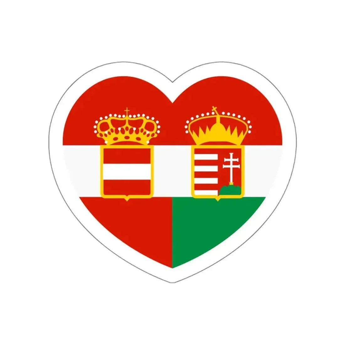 Heart Flag of Austria-Hungary - STICKER Vinyl Die-Cut Decal White Die-Cut 4 Inch - The Sticker Space