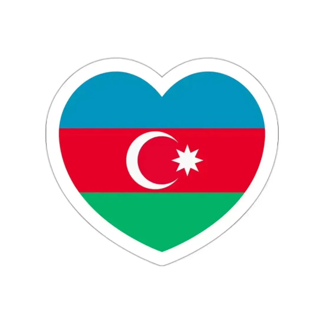 Heart Flag of Azerbaijan 1991-2013 - STICKER Vinyl Die-Cut Decal White Die-Cut 2 Inch - The Sticker Space