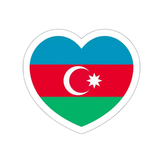 Heart Flag of Azerbaijan 1991-2013 - STICKER Vinyl Die-Cut Decal White Die-Cut 2 Inch - The Sticker Space