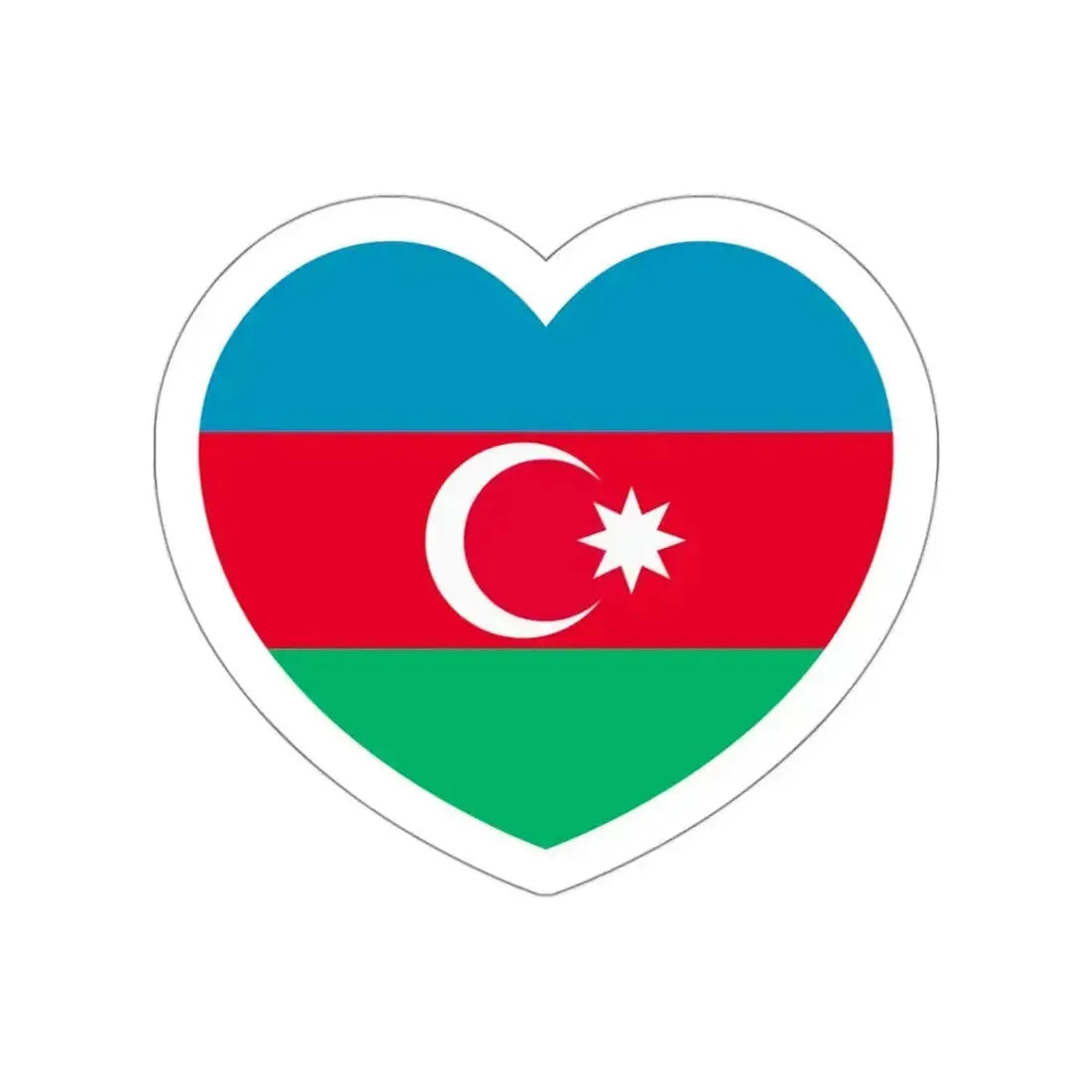 Heart Flag of Azerbaijan 1991-2013 - STICKER Vinyl Die-Cut Decal White Die-Cut 3 Inch - The Sticker Space