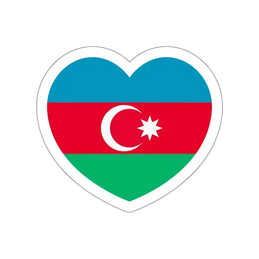 Heart Flag of Azerbaijan 1991-2013 - STICKER Vinyl Die-Cut Decal White Die-Cut 5 Inch - The Sticker Space