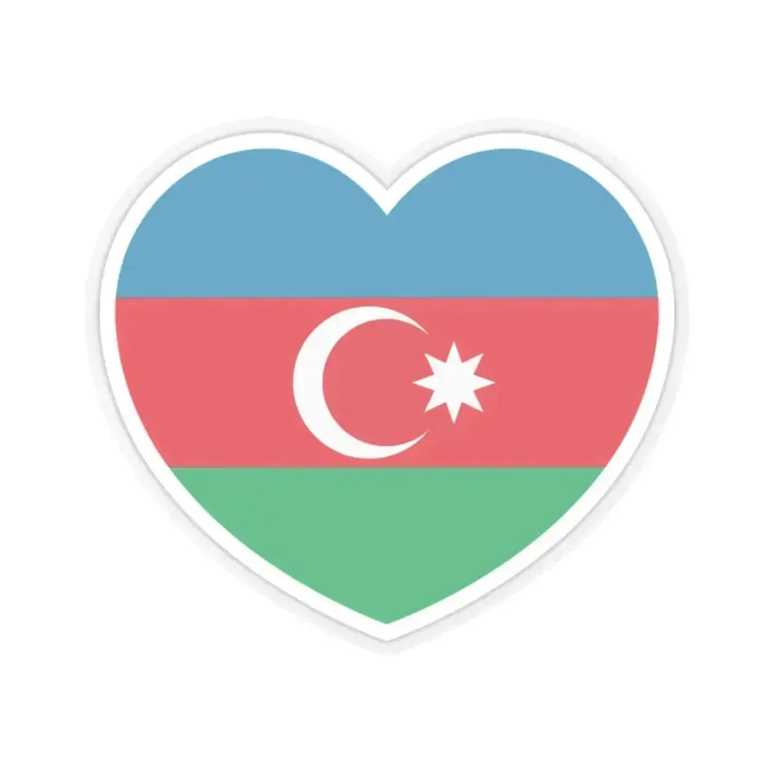 Heart Flag of Azerbaijan 1991-2013 - STICKER Vinyl Kiss-Cut Decal 2 Inch Transparent - The Sticker Space
