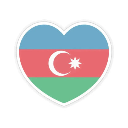 Heart Flag of Azerbaijan 1991-2013 - STICKER Vinyl Kiss-Cut Decal 2 Inch Transparent - The Sticker Space