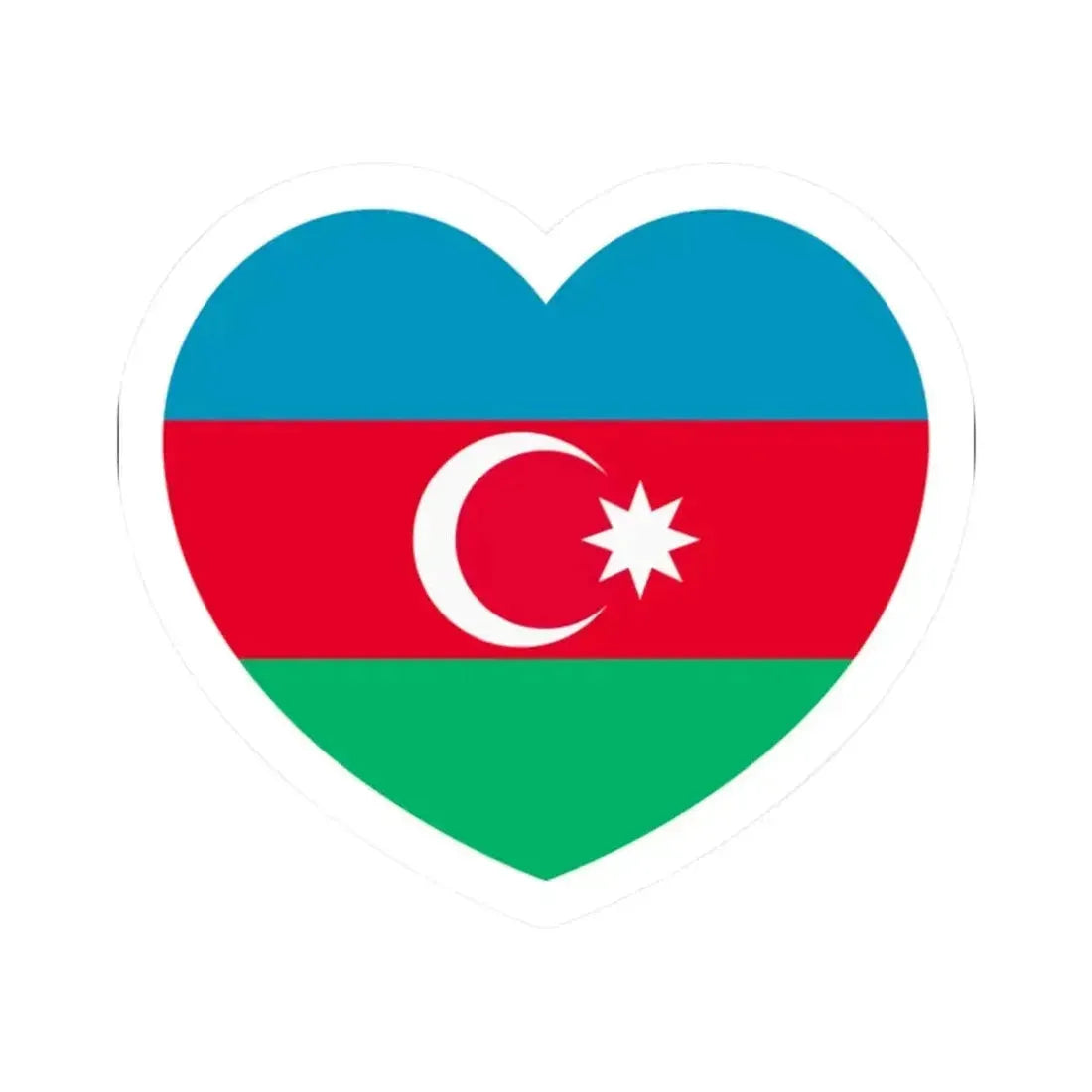 Heart Flag of Azerbaijan 1991-2013 - STICKER Vinyl Kiss-Cut Decal 2 Inch White - The Sticker Space