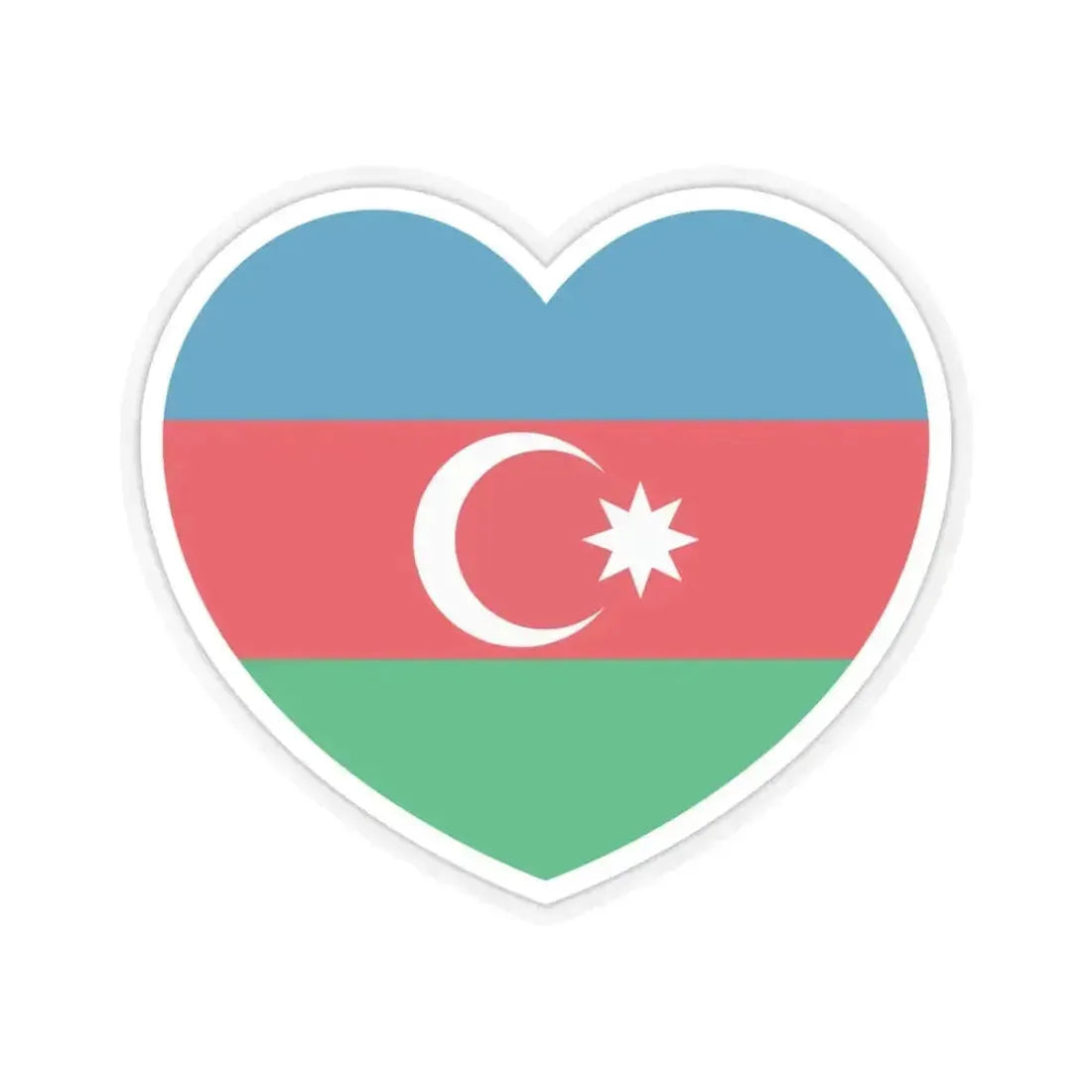 Heart Flag of Azerbaijan 1991-2013 - STICKER Vinyl Kiss-Cut Decal 3 Inch Transparent - The Sticker Space
