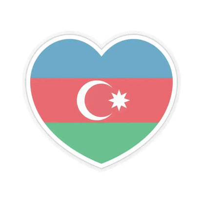 Heart Flag of Azerbaijan 1991-2013 - STICKER Vinyl Kiss-Cut Decal 3 Inch Transparent - The Sticker Space