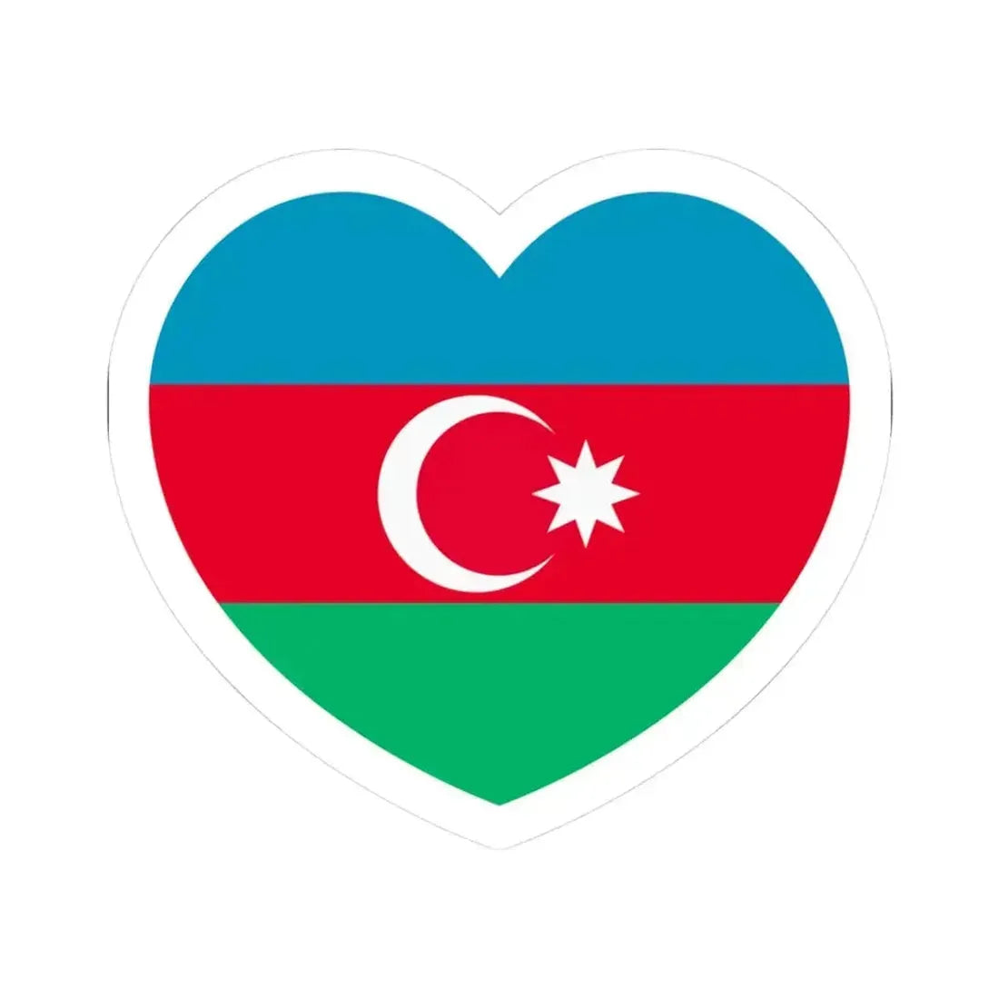 Heart Flag of Azerbaijan 1991-2013 - STICKER Vinyl Kiss-Cut Decal 3 Inch White - The Sticker Space