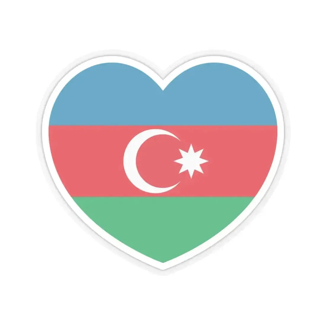 Heart Flag of Azerbaijan 1991-2013 - STICKER Vinyl Kiss-Cut Decal 4 Inch Transparent - The Sticker Space