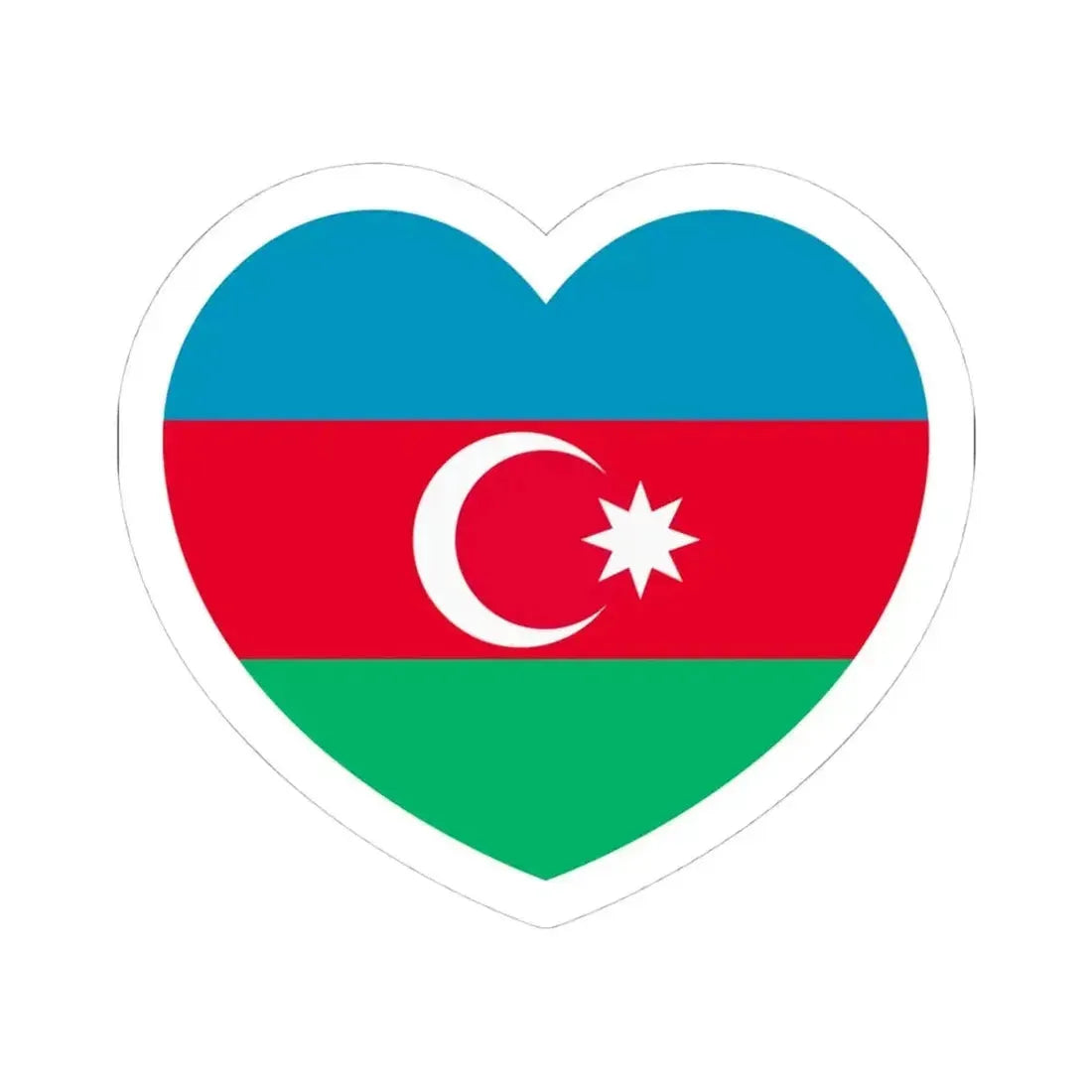 Heart Flag of Azerbaijan 1991-2013 - STICKER Vinyl Kiss-Cut Decal 4 Inch White - The Sticker Space