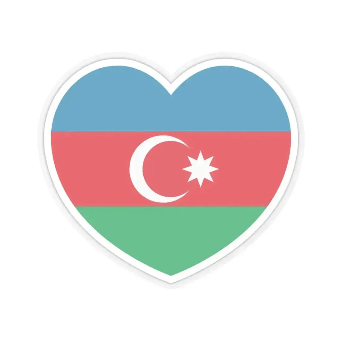 Heart Flag of Azerbaijan 1991-2013 - STICKER Vinyl Kiss-Cut Decal 6 Inch Transparent - The Sticker Space