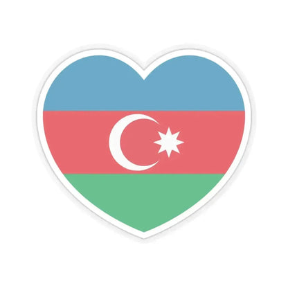 Heart Flag of Azerbaijan 1991-2013 - STICKER Vinyl Kiss-Cut Decal 6 Inch Transparent - The Sticker Space