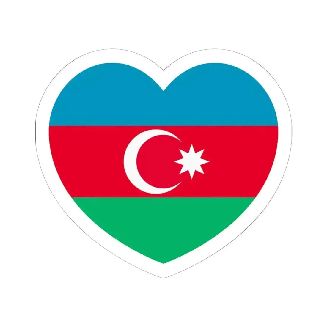 Heart Flag of Azerbaijan 1991-2013 - STICKER Vinyl Kiss-Cut Decal 6 Inch White - The Sticker Space
