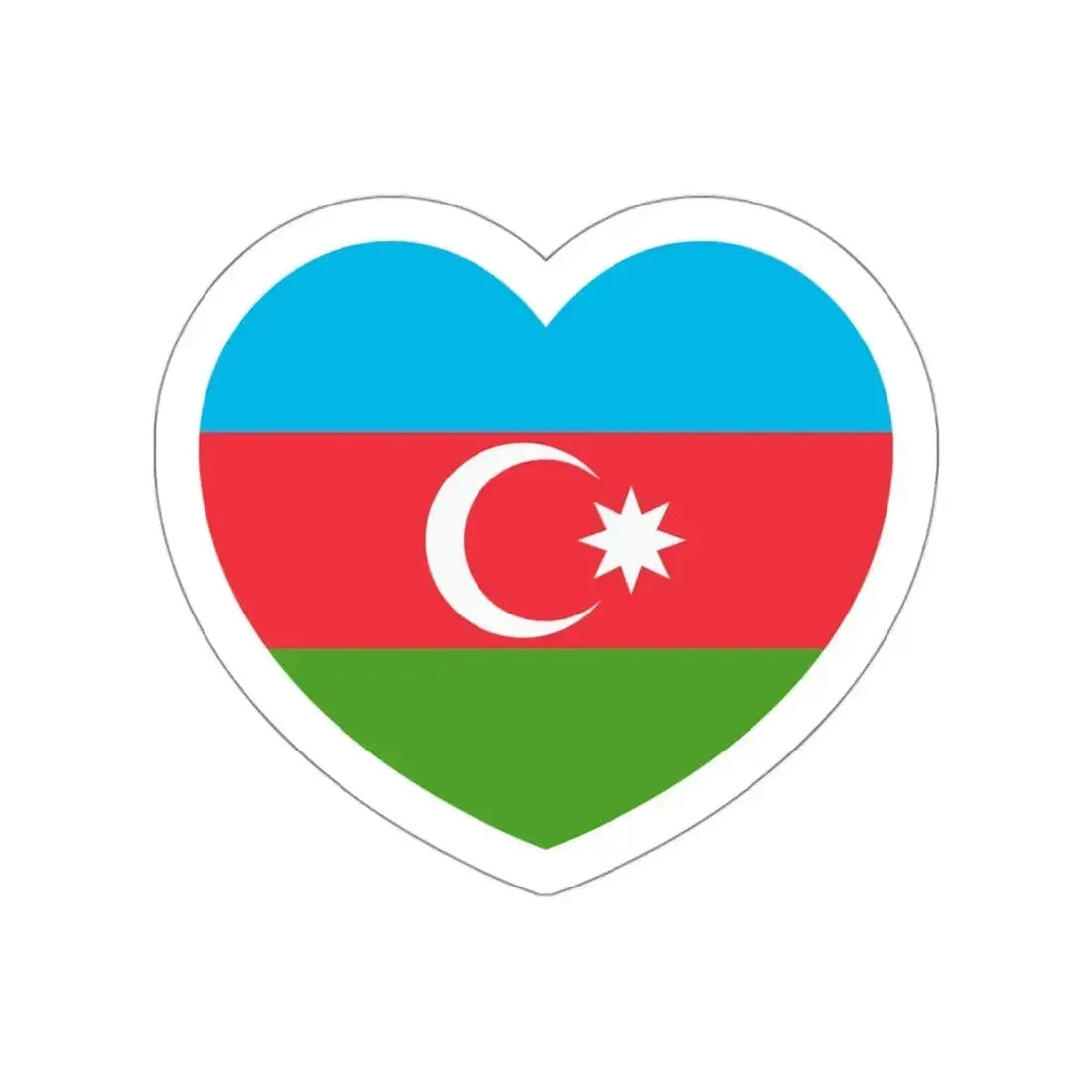 Heart Flag of Azerbaijan - STICKER Vinyl Die-Cut Decal White Die-Cut 3 Inch - The Sticker Space