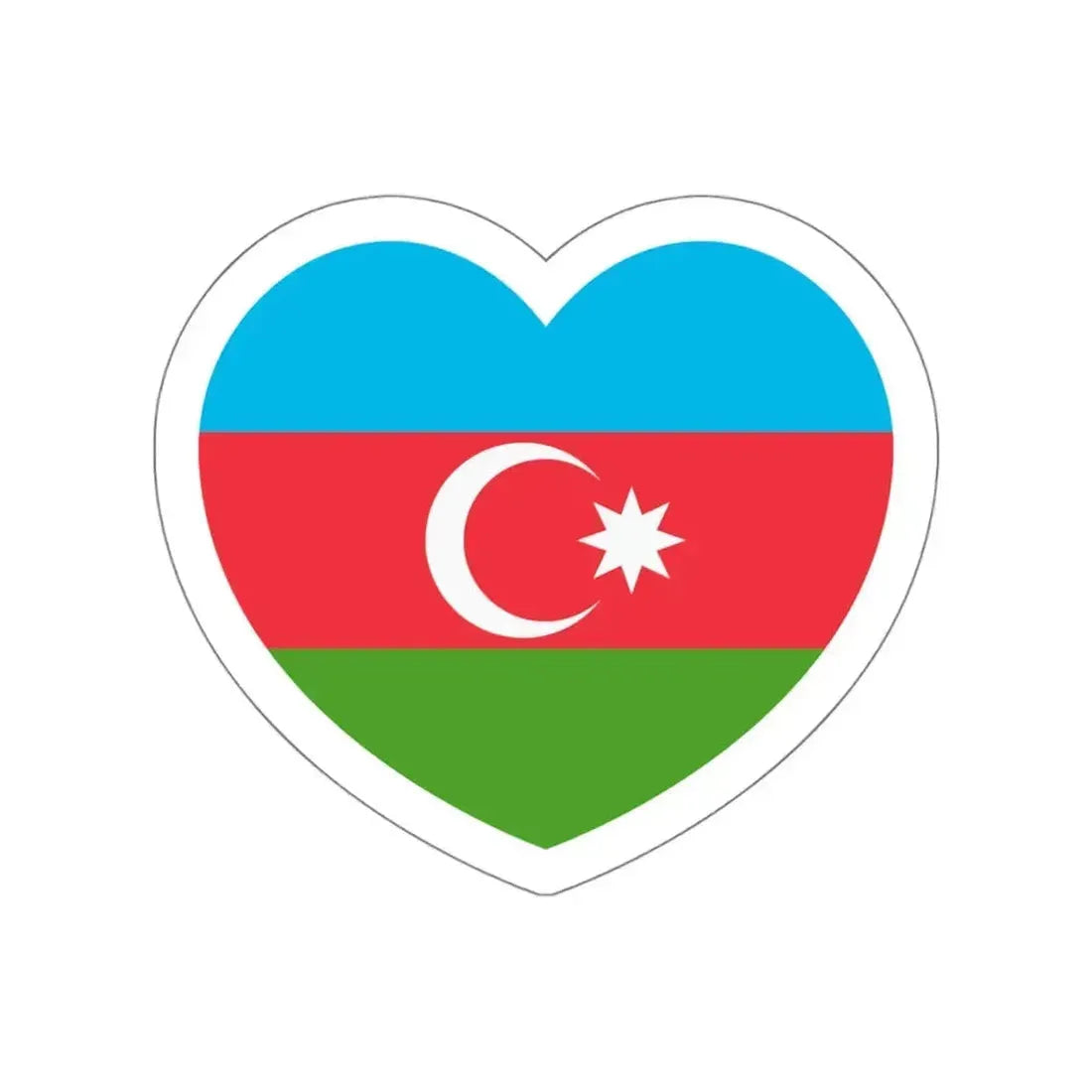 Heart Flag of Azerbaijan - STICKER Vinyl Die-Cut Decal White Die-Cut 4 Inch - The Sticker Space