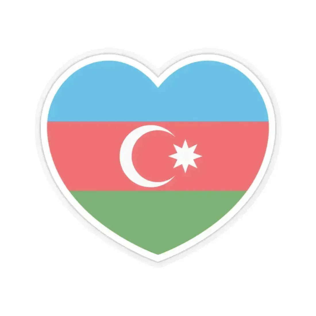 Heart Flag of Azerbaijan - STICKER Vinyl Kiss-Cut Decal 2 Inch Transparent - The Sticker Space