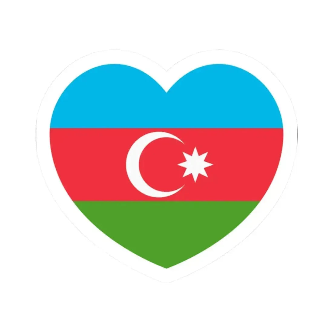 Heart Flag of Azerbaijan - STICKER Vinyl Kiss-Cut Decal 2 Inch White - The Sticker Space