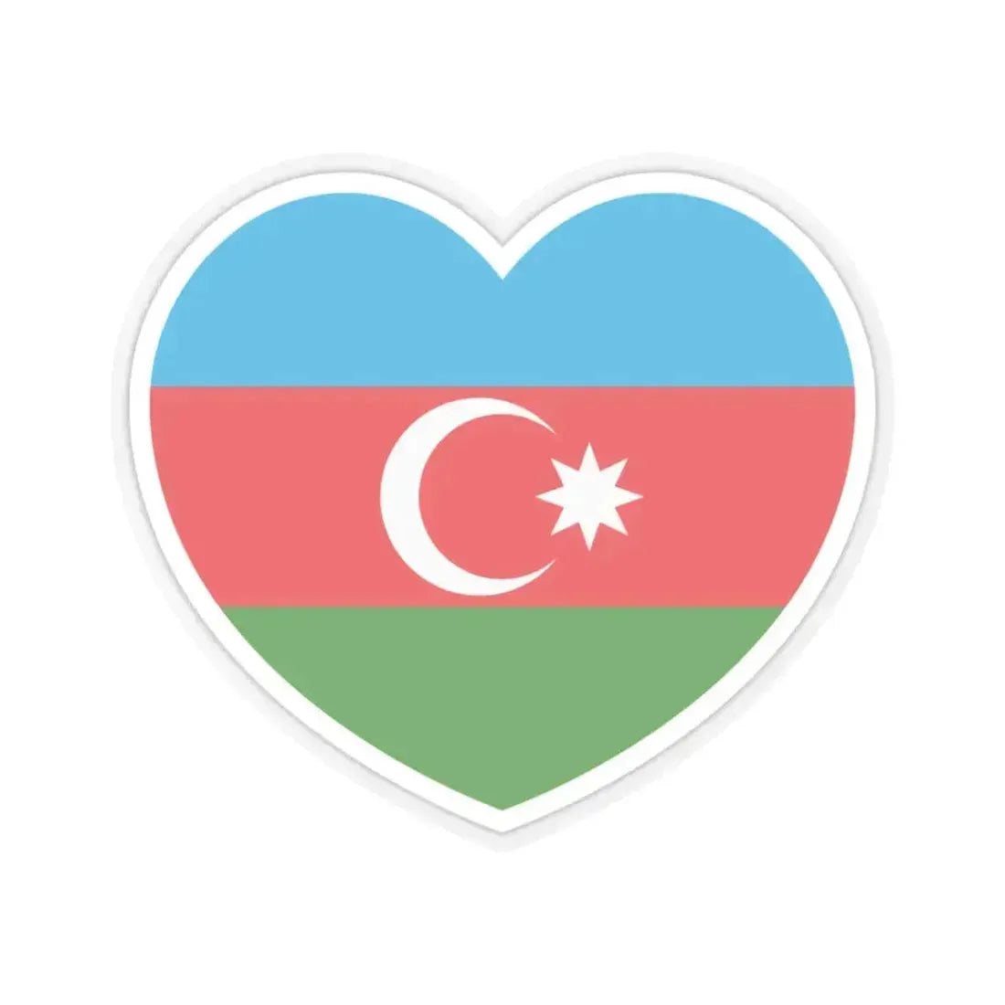 Heart Flag of Azerbaijan - STICKER Vinyl Kiss-Cut Decal 3 Inch Transparent - The Sticker Space