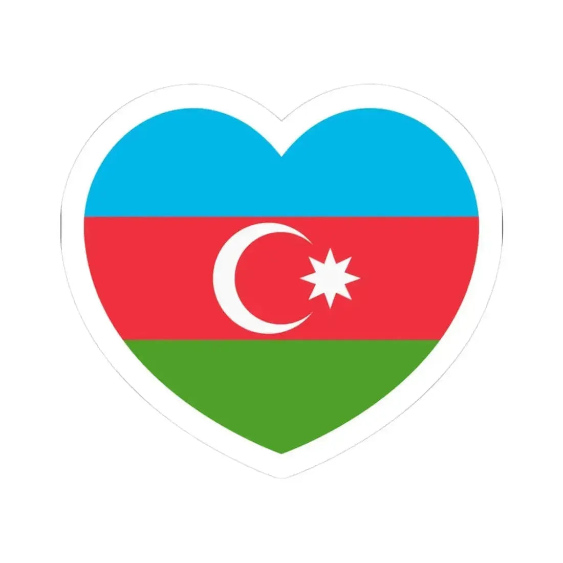 Heart Flag of Azerbaijan - STICKER Vinyl Kiss-Cut Decal 3 Inch White - The Sticker Space