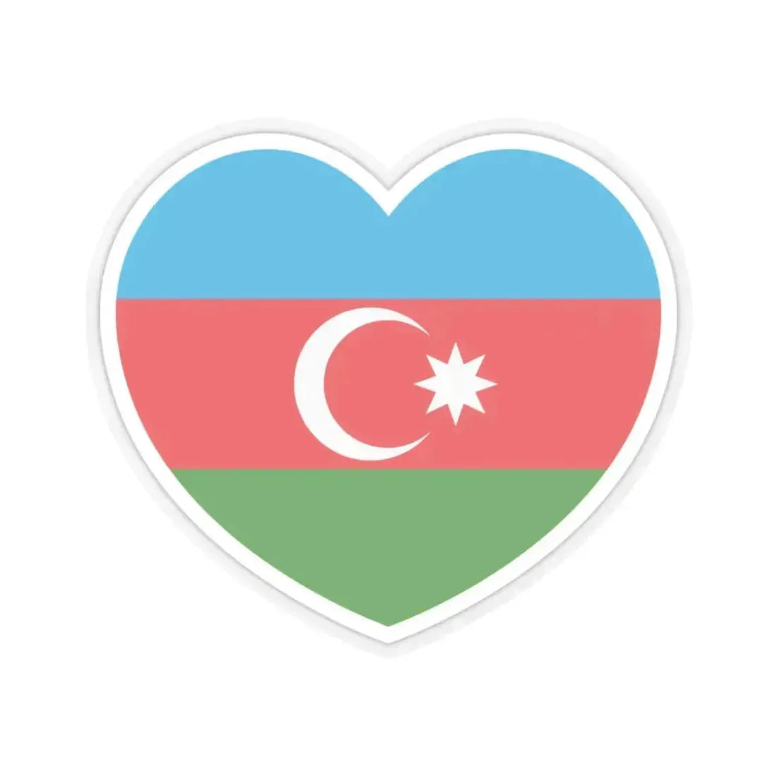Heart Flag of Azerbaijan - STICKER Vinyl Kiss-Cut Decal 4 Inch Transparent - The Sticker Space