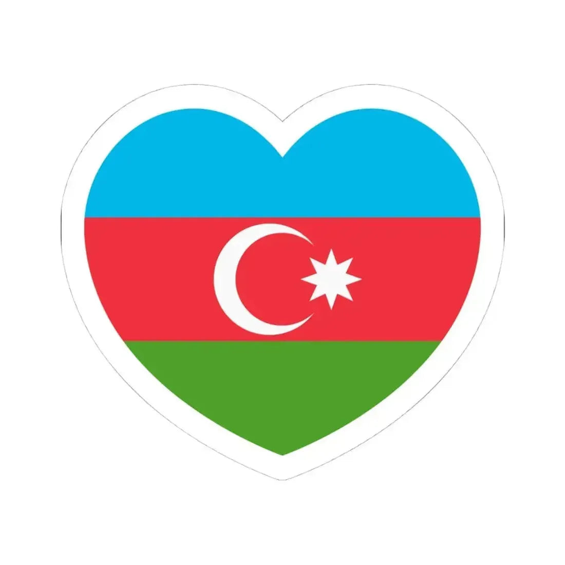 Heart Flag of Azerbaijan - STICKER Vinyl Kiss-Cut Decal 4 Inch White - The Sticker Space
