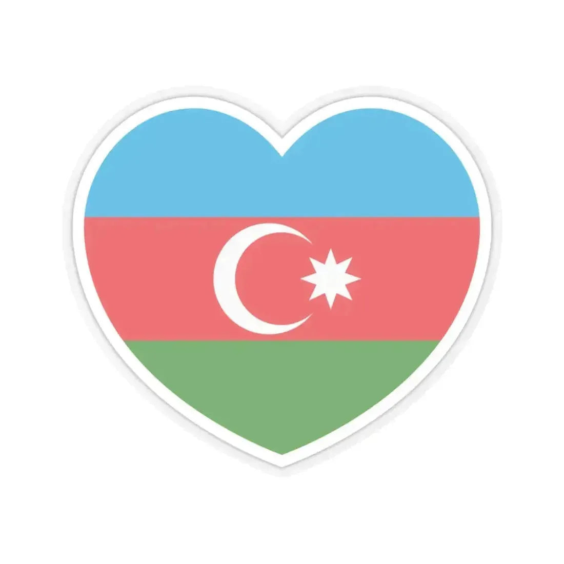 Heart Flag of Azerbaijan - STICKER Vinyl Kiss-Cut Decal 6 Inch Transparent - The Sticker Space