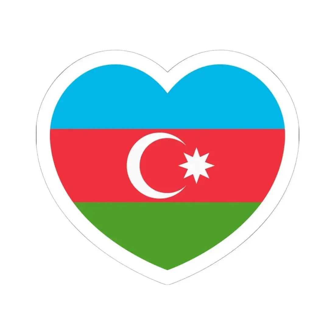 Heart Flag of Azerbaijan - STICKER Vinyl Kiss-Cut Decal 6 Inch White - The Sticker Space