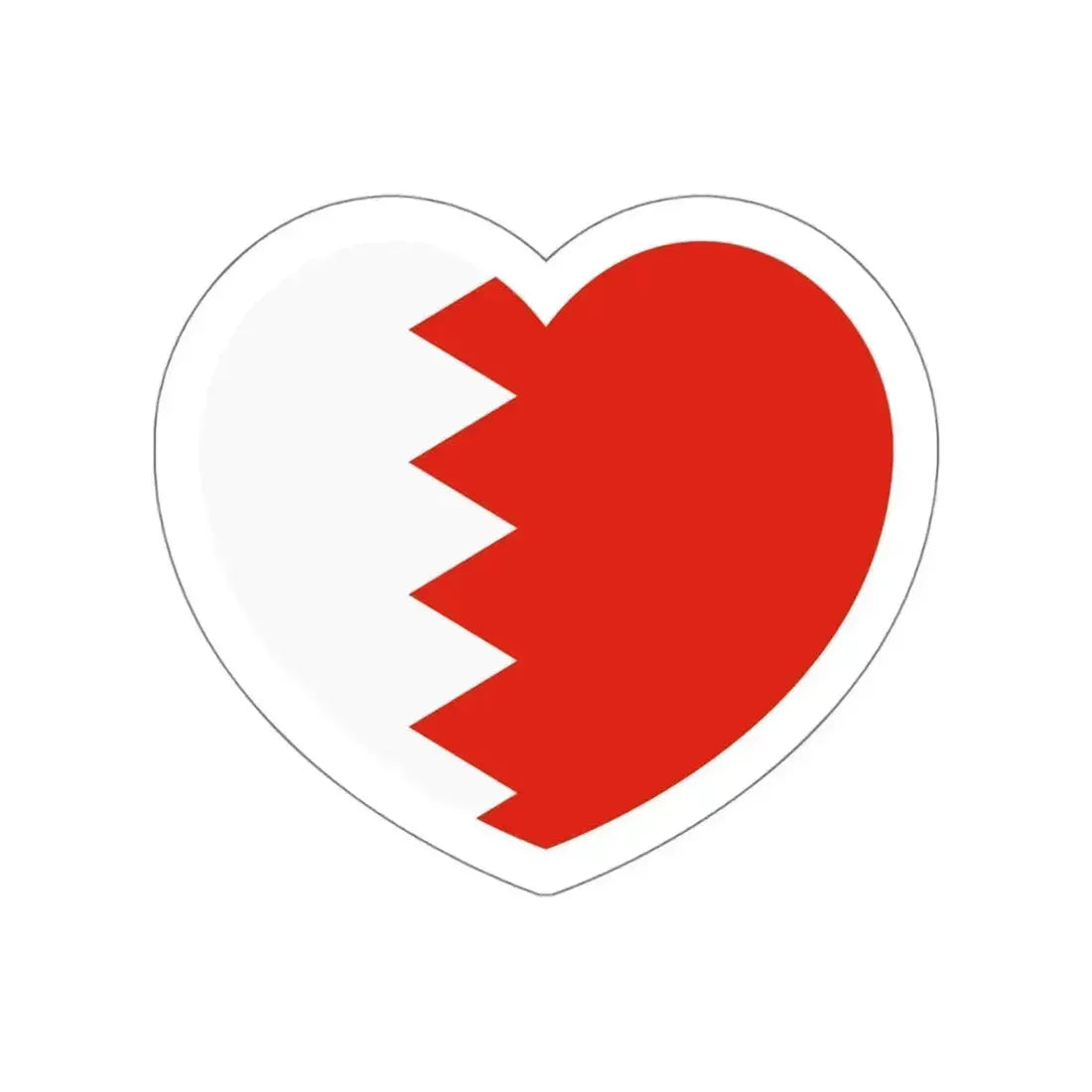 Heart Flag of Bahrain - STICKER Vinyl Die-Cut Decal White Die-Cut 5 Inch - The Sticker Space