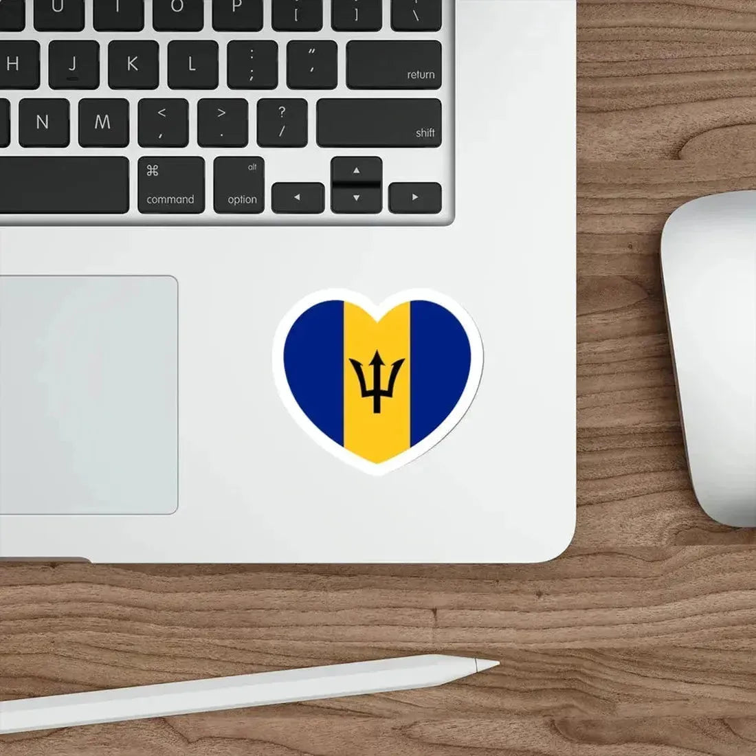Heart Flag of Barbados - STICKER Vinyl Die-Cut Decal - The Sticker Space
