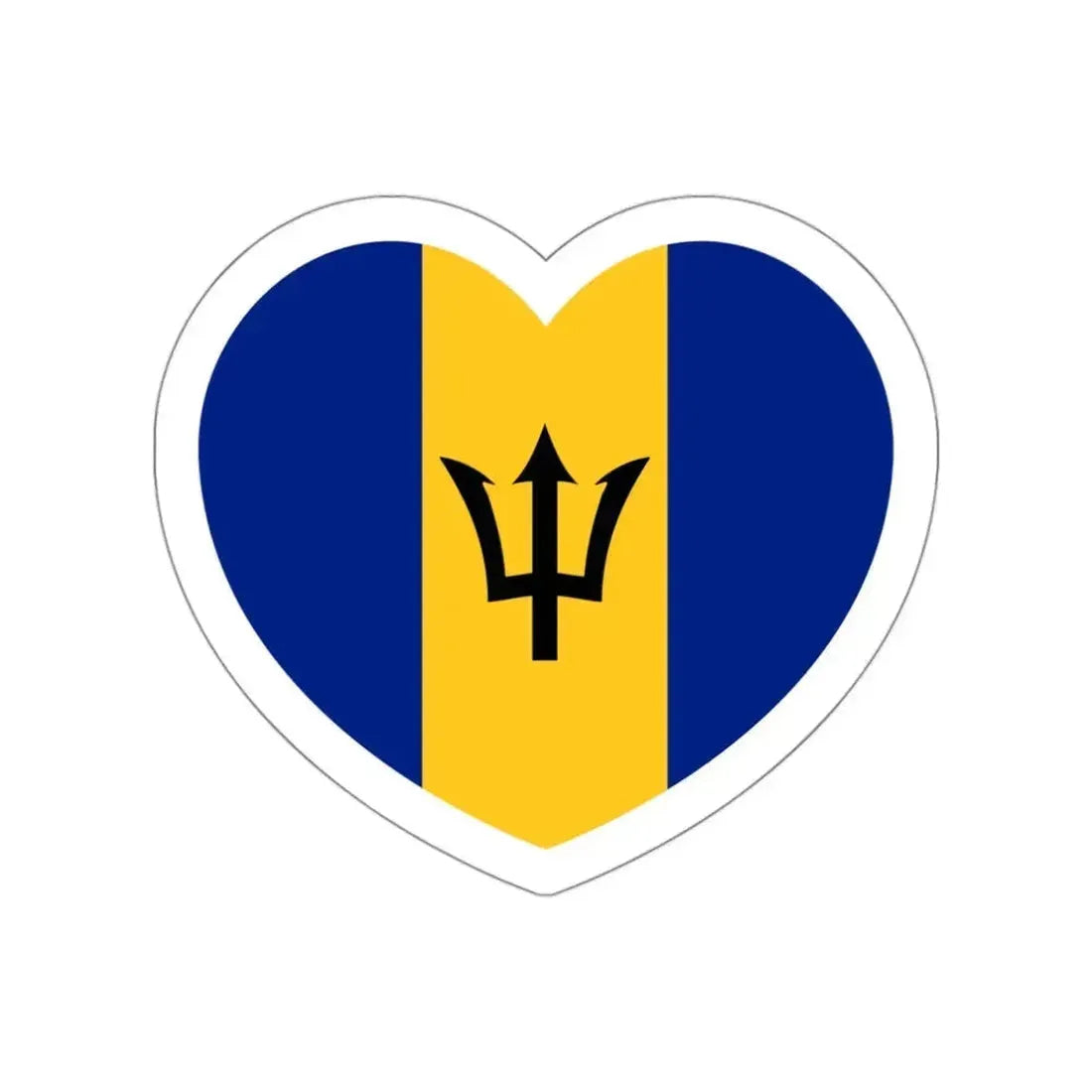 Heart Flag of Barbados - STICKER Vinyl Die-Cut Decal White Die-Cut 3 Inch - The Sticker Space