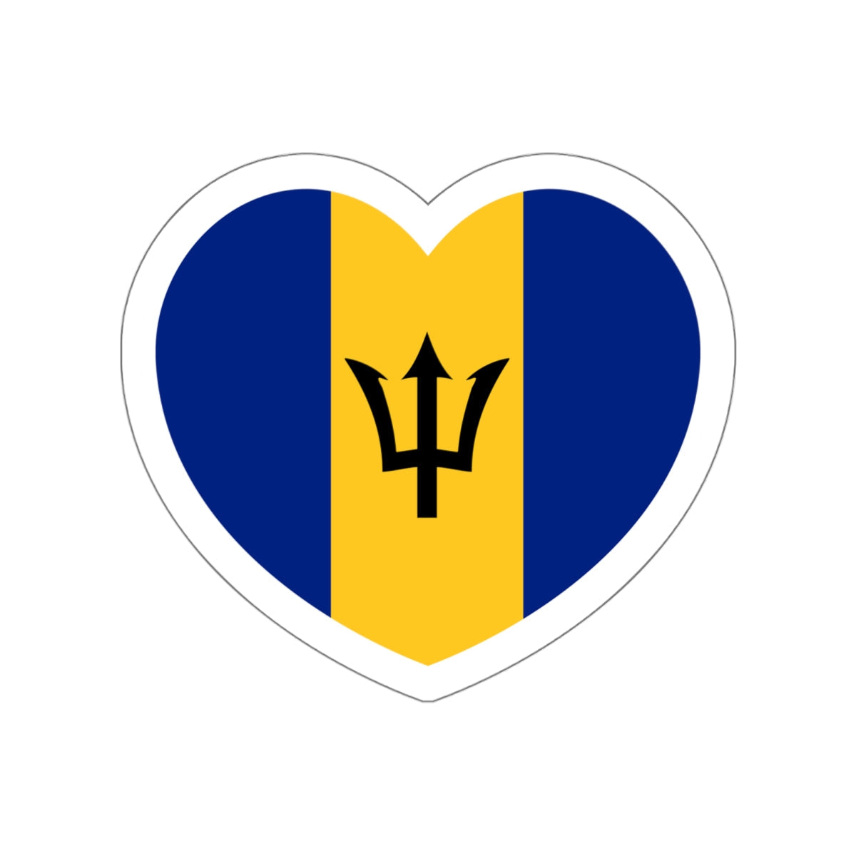 Heart Flag of Barbados - STICKER Vinyl Die-Cut Decal-White-The Sticker Space