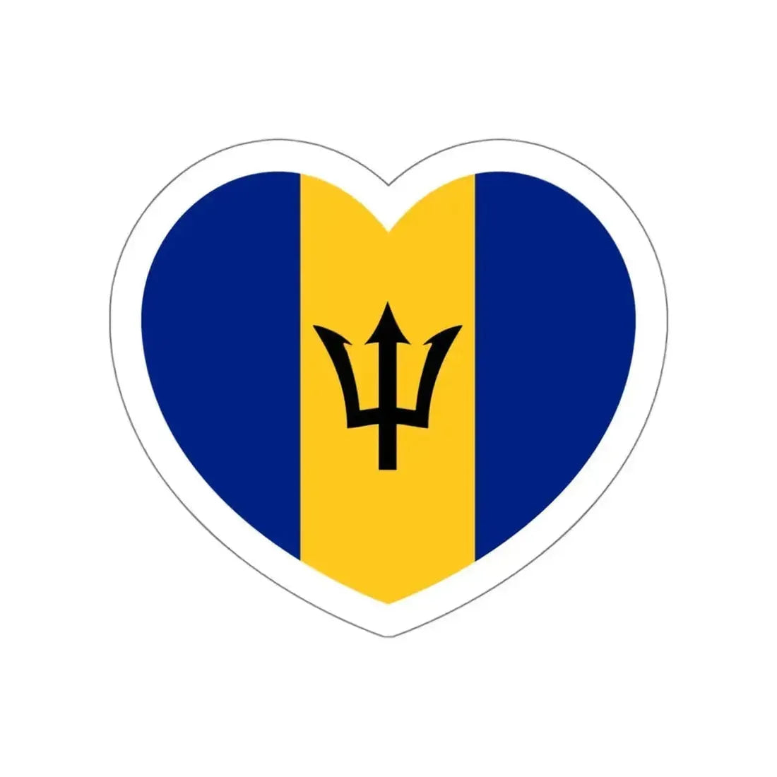 Heart Flag of Barbados - STICKER Vinyl Die-Cut Decal White Die-Cut 6 Inch - The Sticker Space
