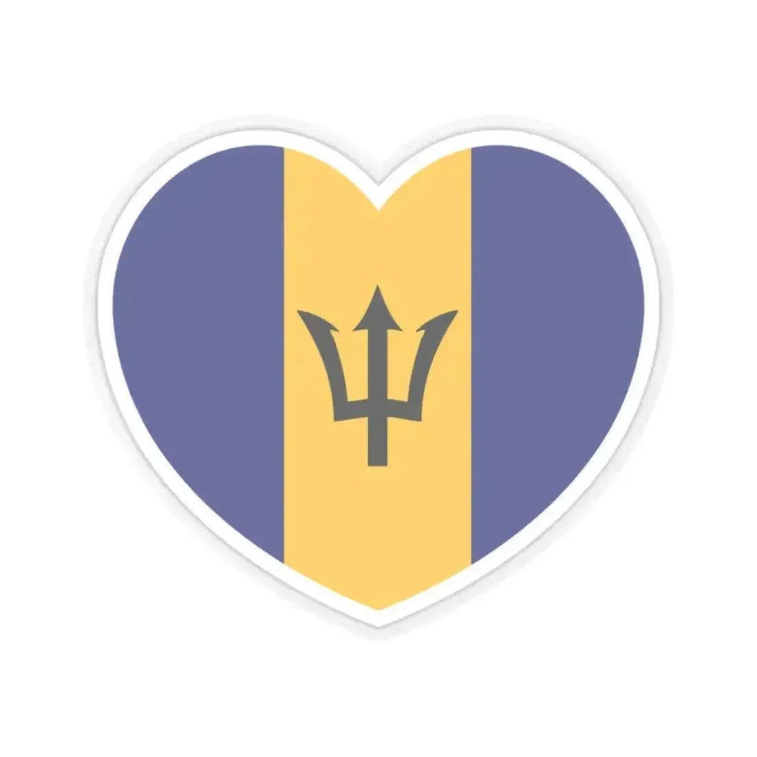 Heart Flag of Barbados - STICKER Vinyl Kiss-Cut Decal 2 Inch Transparent - The Sticker Space