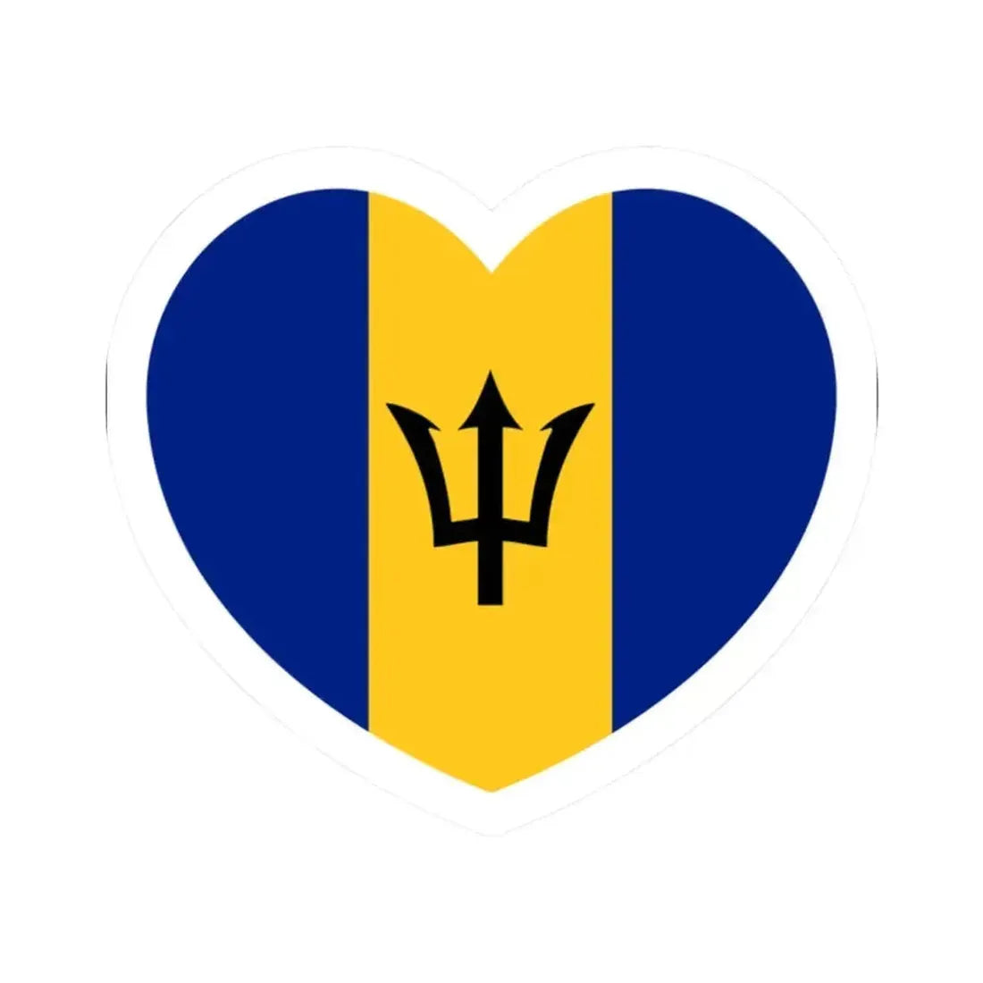 Heart Flag of Barbados - STICKER Vinyl Kiss-Cut Decal 2 Inch White - The Sticker Space