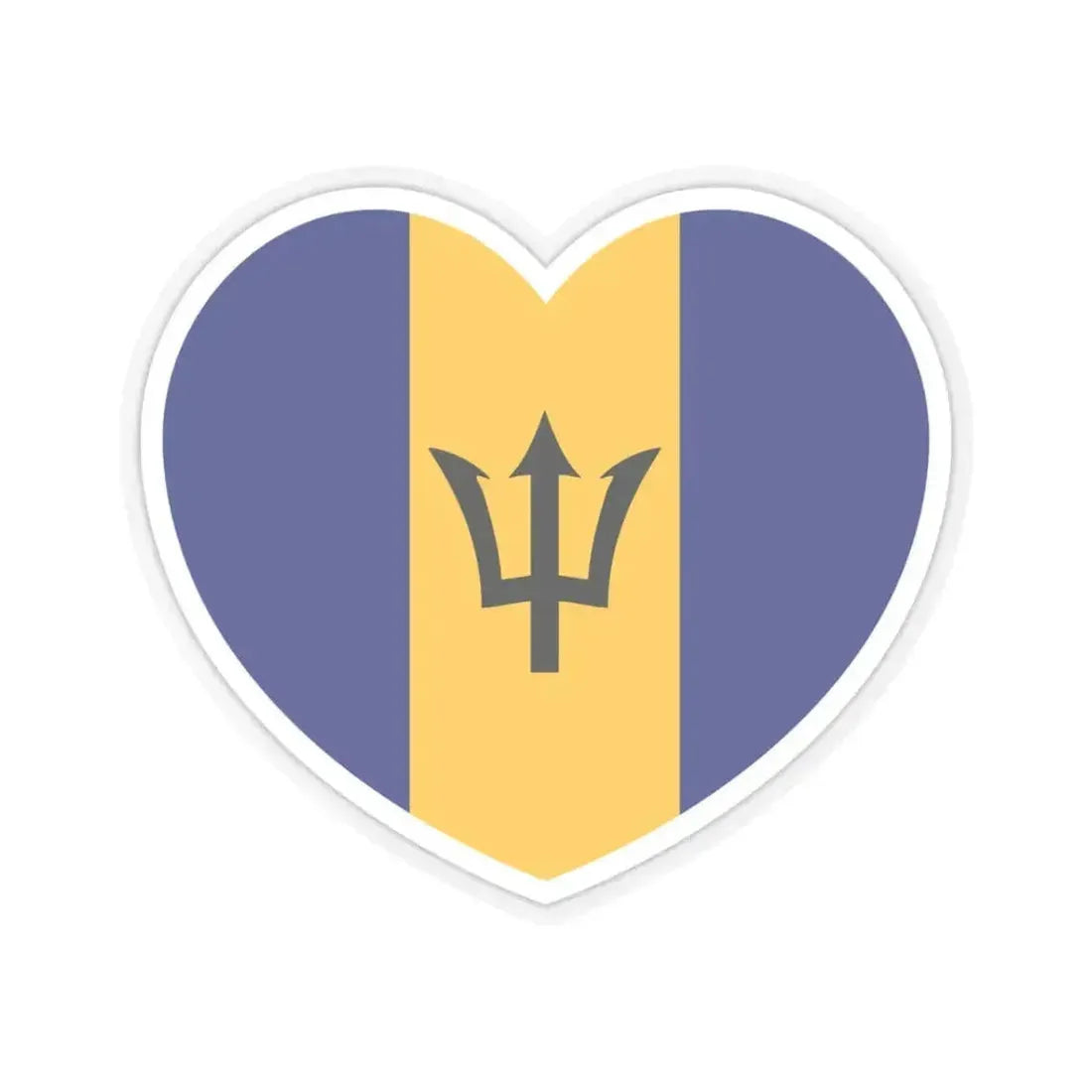 Heart Flag of Barbados - STICKER Vinyl Kiss-Cut Decal 3 Inch Transparent - The Sticker Space