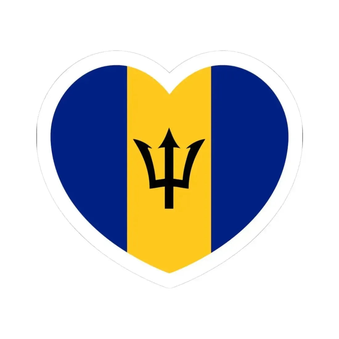 Heart Flag of Barbados - STICKER Vinyl Kiss-Cut Decal 3 Inch White - The Sticker Space
