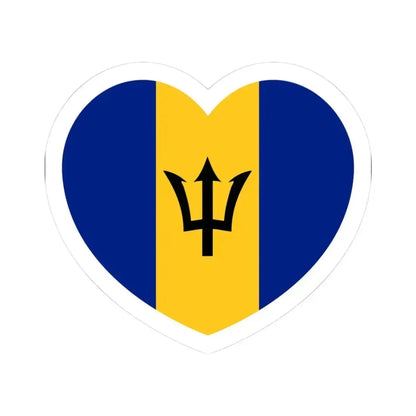 Heart Flag of Barbados - STICKER Vinyl Kiss-Cut Decal 3 Inch White - The Sticker Space