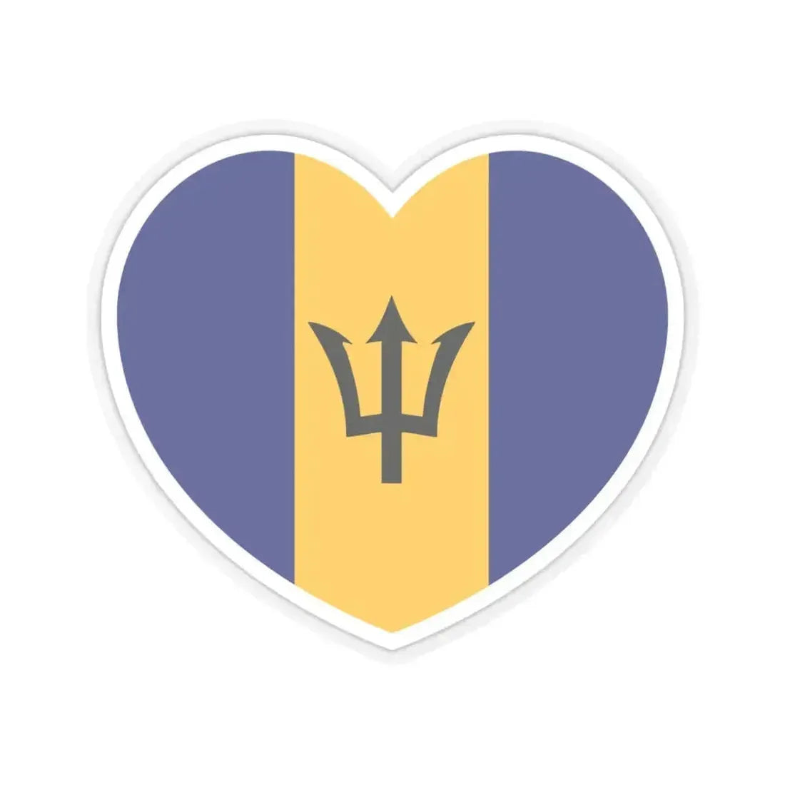 Heart Flag of Barbados - STICKER Vinyl Kiss-Cut Decal 4 Inch Transparent - The Sticker Space