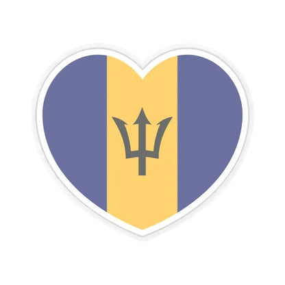 Heart Flag of Barbados - STICKER Vinyl Kiss-Cut Decal 4 Inch Transparent - The Sticker Space