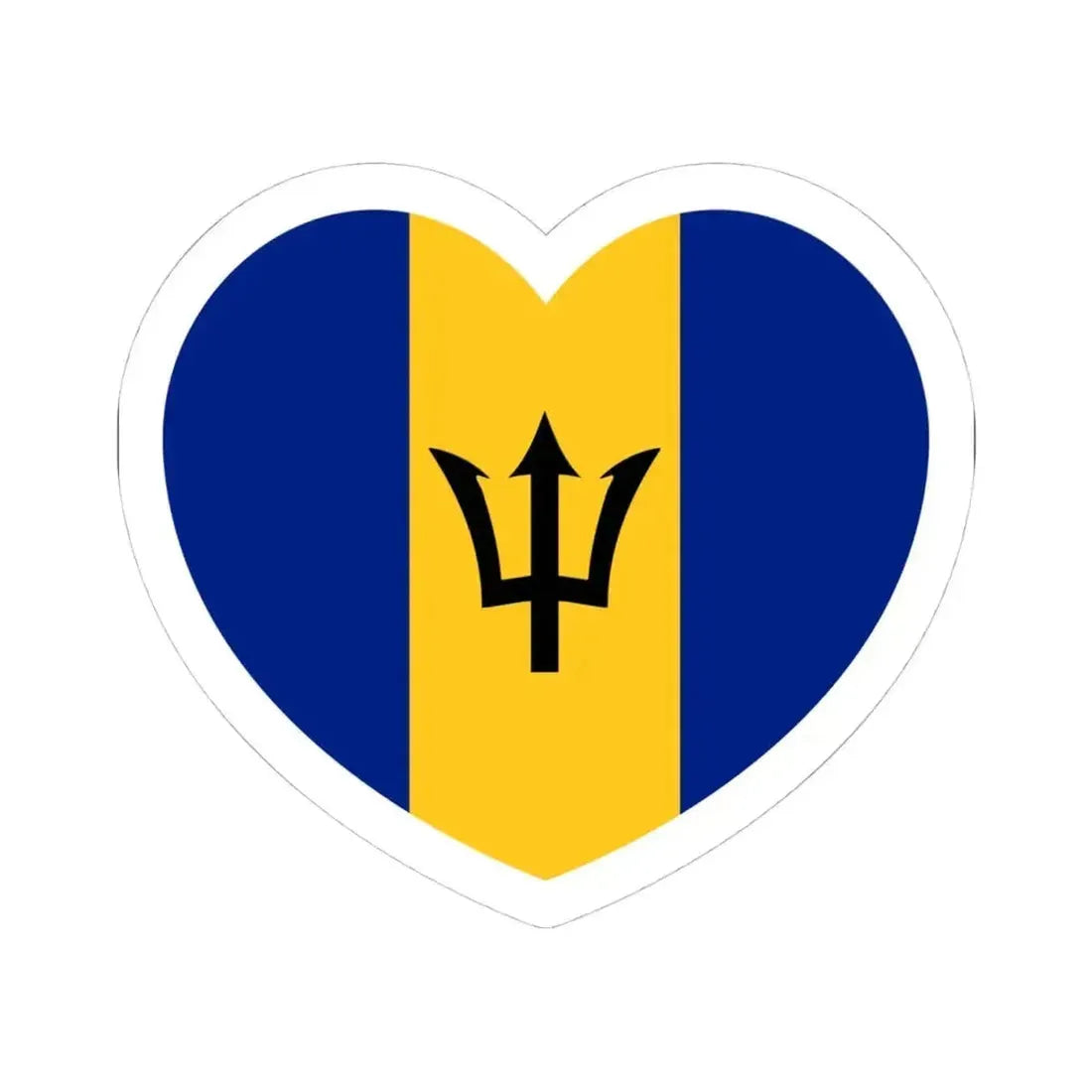 Heart Flag of Barbados - STICKER Vinyl Kiss-Cut Decal 4 Inch White - The Sticker Space