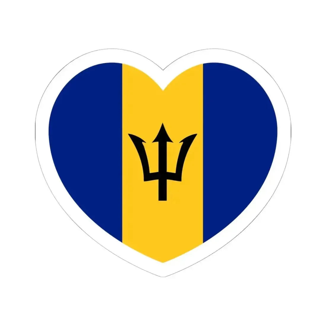 Heart Flag of Barbados - STICKER Vinyl Kiss-Cut Decal 6 Inch White - The Sticker Space