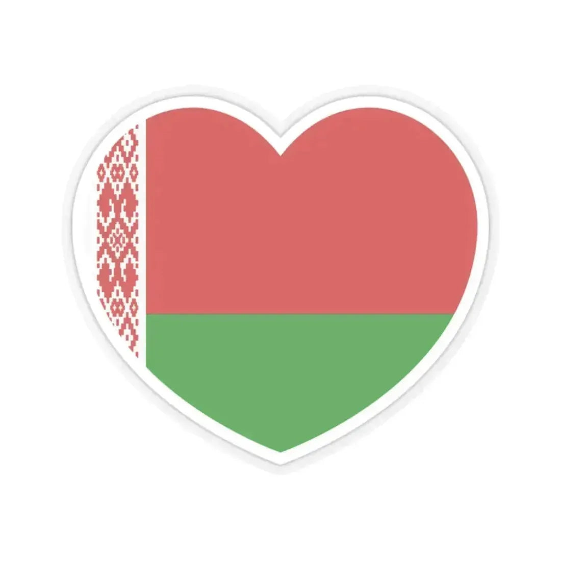 Heart Flag of Belarus 1995-2012 - STICKER Vinyl Kiss-Cut Decal 2 Inch Transparent - The Sticker Space