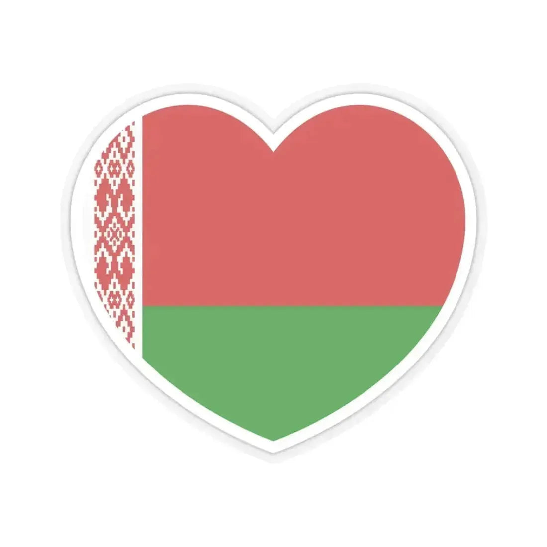 Heart Flag of Belarus 1995-2012 - STICKER Vinyl Kiss-Cut Decal 4 Inch Transparent - The Sticker Space