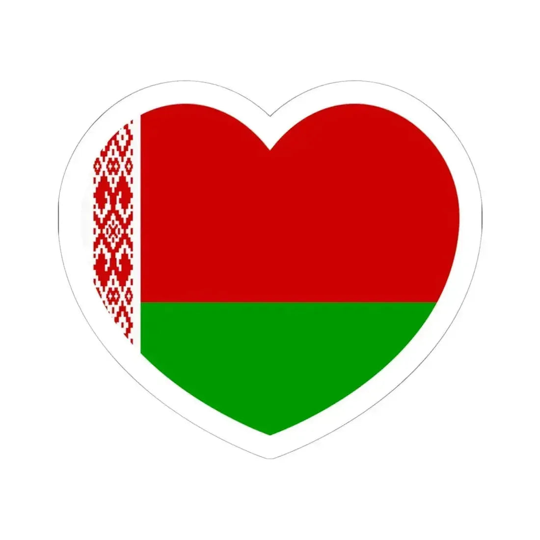 Heart Flag of Belarus 1995-2012 - STICKER Vinyl Kiss-Cut Decal 6 Inch White - The Sticker Space