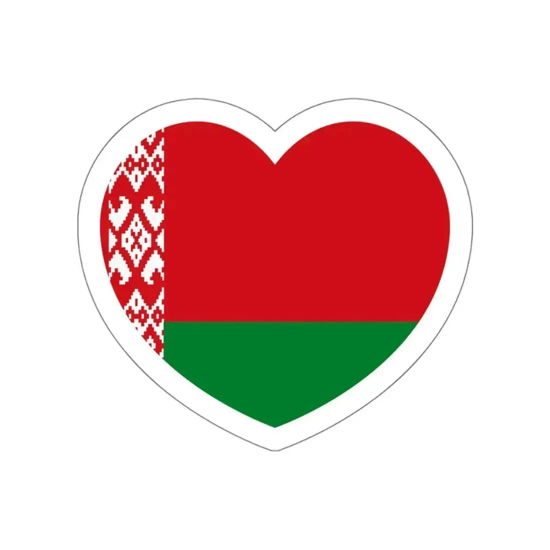Heart Flag of Belarus - STICKER Vinyl Die-Cut Decal White Die-Cut 4 Inch - The Sticker Space