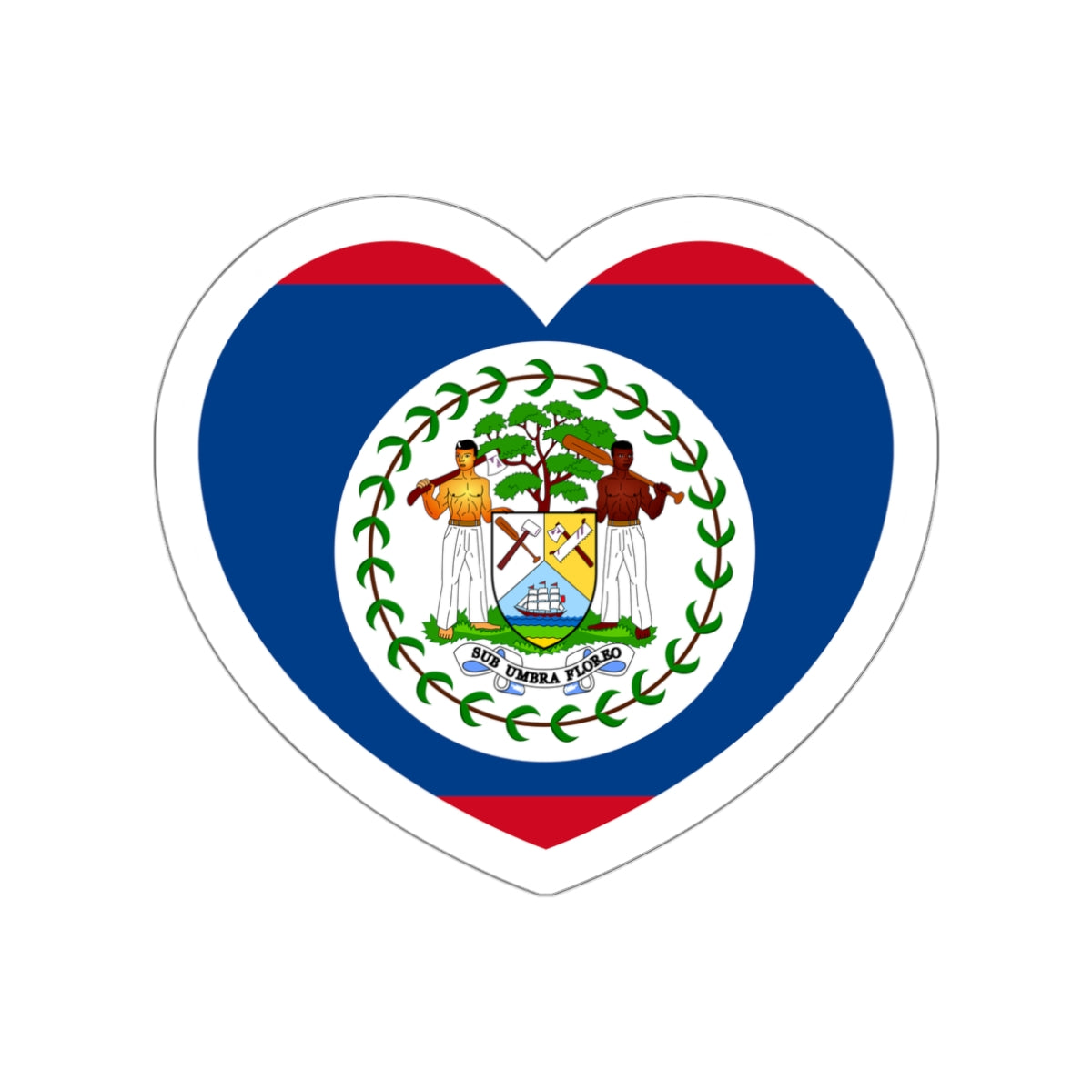 Heart Flag of Belize 1981-2019 - STICKER Vinyl Die-Cut Decal-White-The Sticker Space