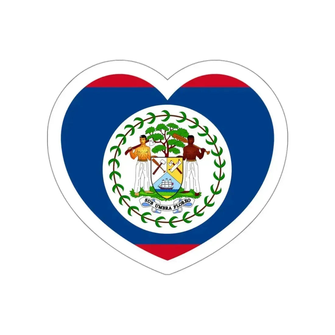 Heart Flag of Belize 1981-2019 - STICKER Vinyl Die-Cut Decal White Die-Cut 3 Inch - The Sticker Space
