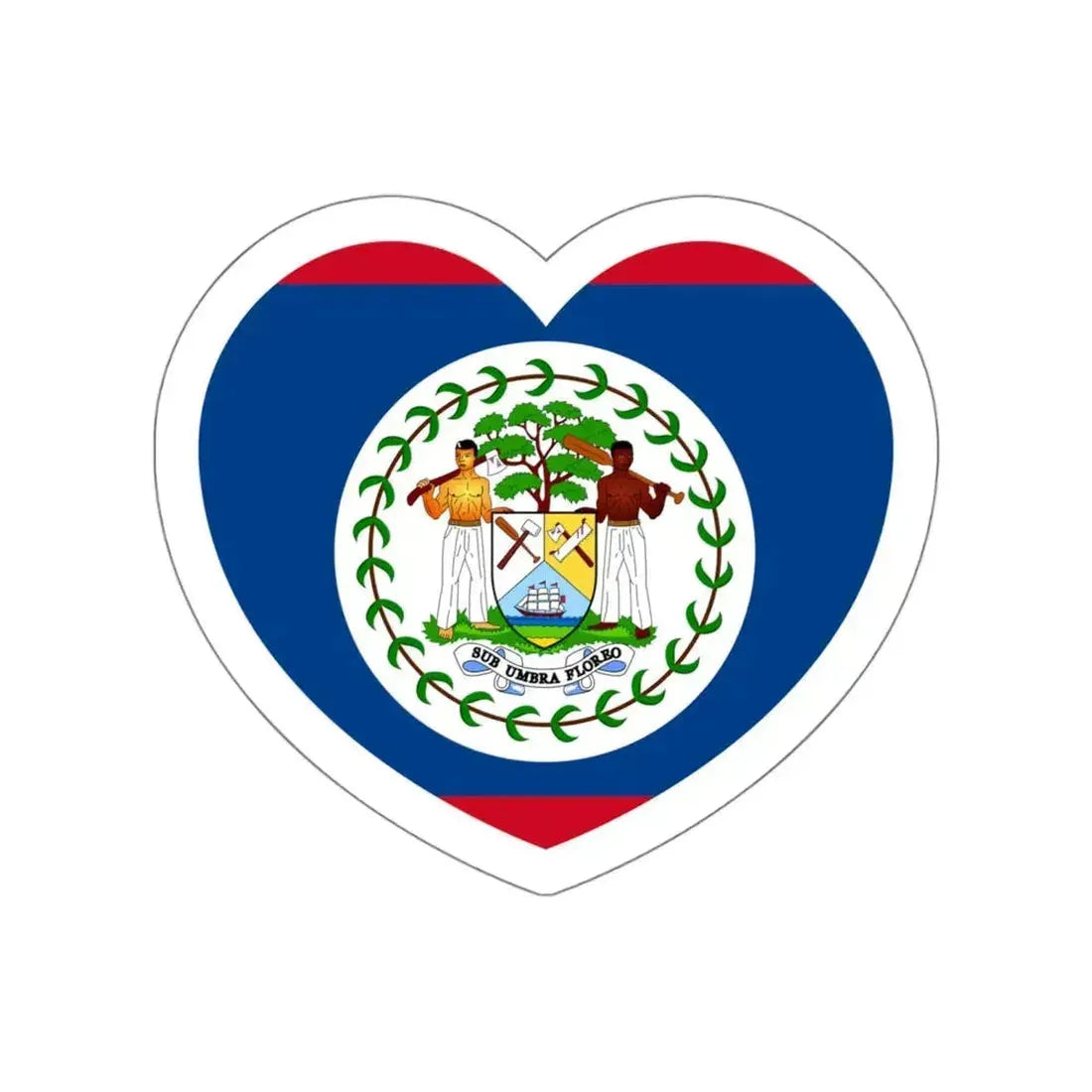 Heart Flag of Belize 1981-2019 - STICKER Vinyl Die-Cut Decal White Die-Cut 6 Inch - The Sticker Space