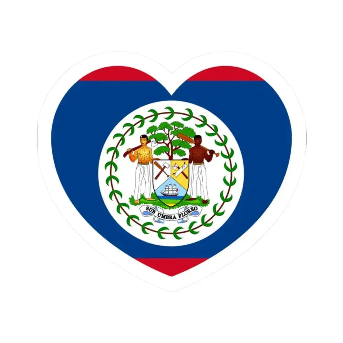 Heart Flag of Belize 1981-2019 - STICKER Vinyl Kiss-Cut Decal 2 Inch White - The Sticker Space